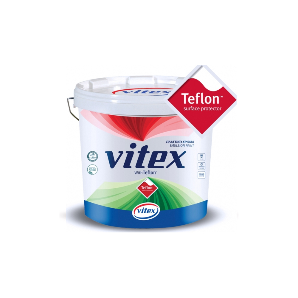 Χρώμα πλαστικό Vitex με Teflon λευκό 10L